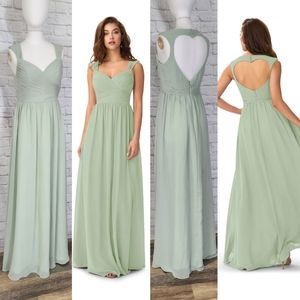 AZAZIE RAINE Sweetheart Neckline Chiffon Floor-Length Dress Dusty Sage